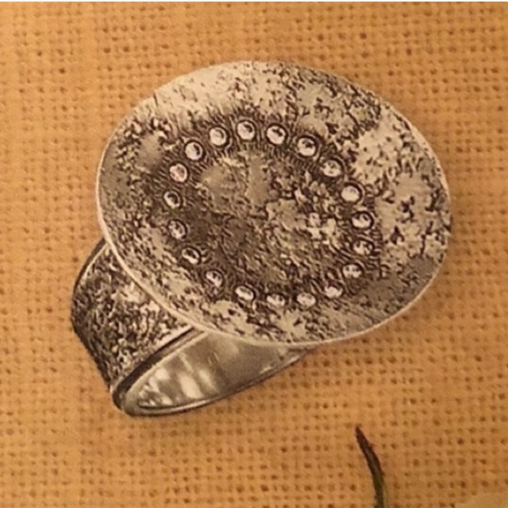 Silpada Sterling Silver Cubic Zirconia Statement Disc Ring Size 9 1/4